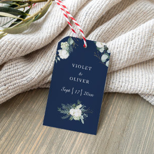 Eucalyptus Cotton Navy Modern v2 Wedding Gift Ta Geschenkanhänger