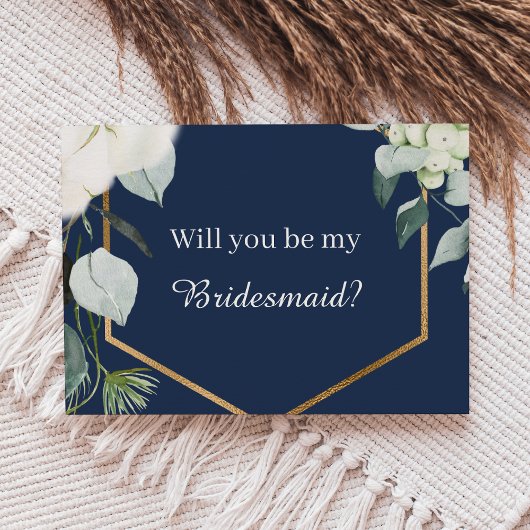 Eucalyptus Cotton Navy Moderne Bridesmaid Vorschla Einladung