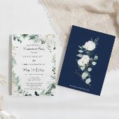 Eucalyptus Cotton | White Modern Engagement Party Einladung