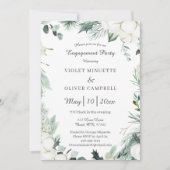 Eucalyptus Cotton | White Modern Engagement Party Einladung (Vorderseite)