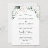 Eucalyptus Cotton | White Modern v3 Wedding Einladung (Vorderseite)