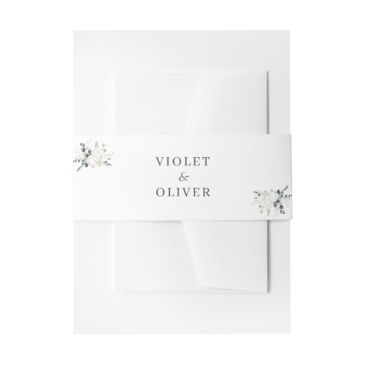 Eucalyptus Cotton | White Modern Wedding Einladungsbanderole (Vorderseite Beispiel)