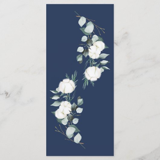 Eucalyptus Cotton | White Modern Wedding Menu Menükarte (Rückseite)