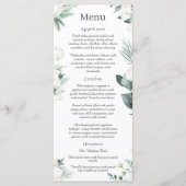 Eucalyptus Cotton | White Modern Wedding Menu Menükarte (Vorderseite)