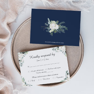 Eucalyptus Cotton   White Modern Wedding RSVP Card Karte