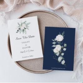 Eucalyptus Cotton | White Modern Wedding Save The Date