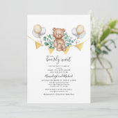 Eucalyptus Couple Baby Duwer Bear Greenerity Scrip Einladung (Stehend Vorderseite)