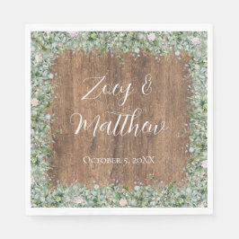 Eucalyptus Dusty Rose Napkins | Greenery Floral Serviette