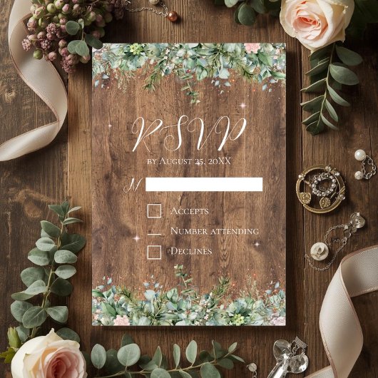 Eucalyptus Dusty Rose RSVP Card | Greenery Floral Einladung