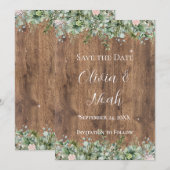 Eucalyptus Dusty Rose Save the Date | Greenery Einladung (Vorne/Hinten)