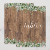 Eucalyptus Dusty Rose Table Numbers | Greenery Einladung (Vorne/Hinten)