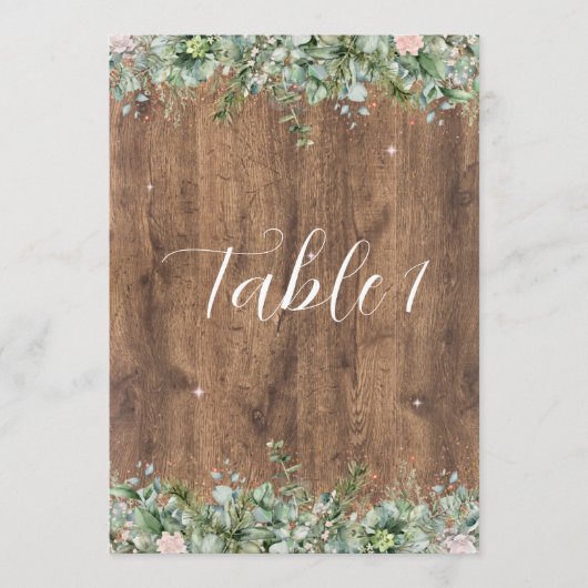 Eucalyptus Dusty Rose Table Numbers | Greenery Einladung (Vorderseite)