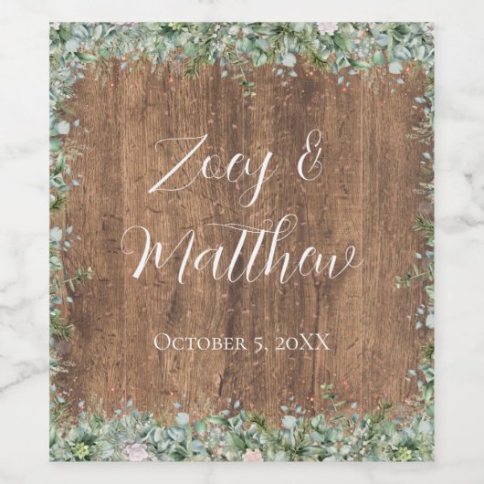 Eucalyptus Dusty Rose Wine Labels | Greenery Weinetikett (Einzelnes Label)