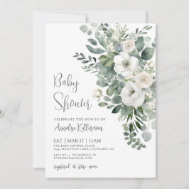Eucalyptus Elegant Floral Baby Shower Einladung