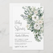 Eucalyptus Elegant Floral Baby Shower Einladung (Vorne/Hinten)