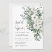 Eucalyptus Elegant Floral Bridal Shower Einladung (Vorderseite)