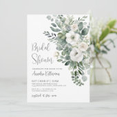 Eucalyptus Elegant Floral Bridal Shower Einladung (Stehend Vorderseite)