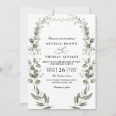 Eucalyptus Elegant Modern Rustic QR Code Wedding Einladung (Vorderseite)