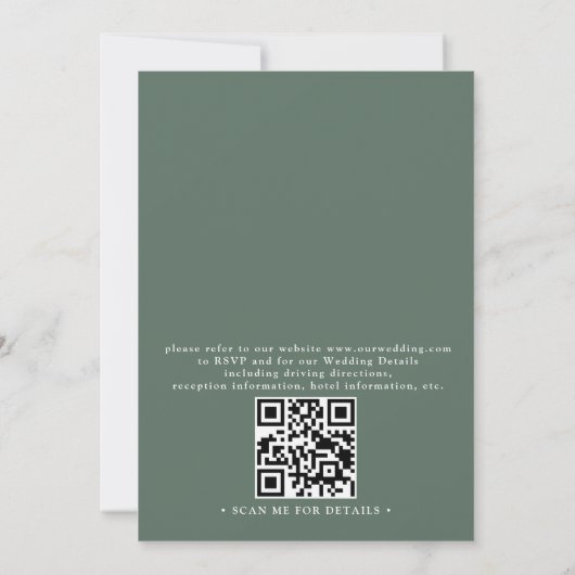 Eucalyptus Elegant Modern Rustic QR Code Wedding Einladung (Rückseite)