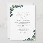 Eucalyptus Elegant Modern Rustic QR Code Wedding Einladung (Vorderseite)