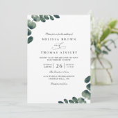 Eucalyptus Elegant Modern Rustic QR Code Wedding Einladung (Stehend Vorderseite)