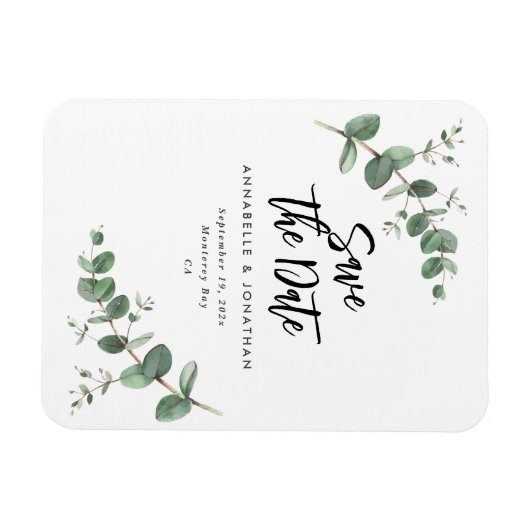 Eucalyptus elegant modern wedding save the date magnet (Horizontal)