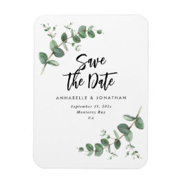 Eucalyptus elegant modern wedding save the date magnet