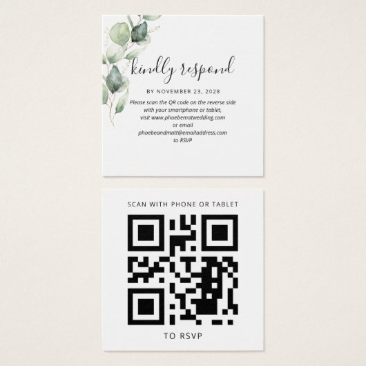 Eucalyptus Elegant QR Code Wedding Website UAWG (Vorne & Hinten)