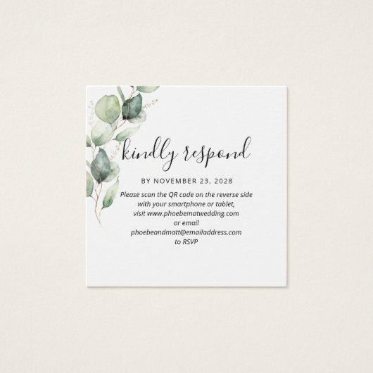 Eucalyptus Elegant QR Code Wedding Website UAWG (Vorderseite)
