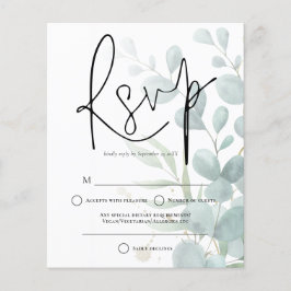 Eucalyptus Elegant Script Wedding RSVP