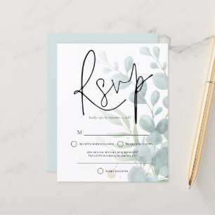 Eucalyptus Elegant Script Wedding RSVP