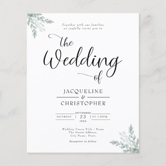 Eucalyptus Elegant Wedding Invitation Flyer (Vorne)