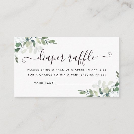 Eucalyptus Elephant Baby Duwer Diaper Raffel Begleitkarte (Vorderseite)