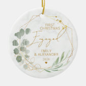Eucalyptus - Erste Weihnachtsfeier Verlobt Keramik Ornament (Vorne)