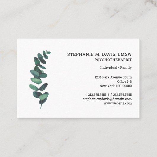Eucalyptus European Business Card Visitenkarte (Vorderseite)