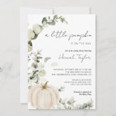 Eucalyptus Fall White Pumpkin Baby Showdusche Einladung (Vorderseite)