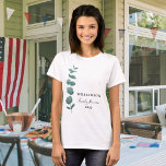 Eucalyptus Family Wiedersehen T - Shirts<br><div class="desc">Dieser T - Shirt ist mit einem stilvollen Aquarell Eukalyptus-Srig mit eleganter Typografie dekoriert. Einfach anpassbar. Ändern Sie mithilfe des Entwurfstools die Textgröße,  den Stil oder die Farbe. Weil wir unsere Kunstwerke erstellen,  werden Sie dieses exakte Bild von anderen Designern nicht finden. Original Wasserfarbe © Michele Davies.</div>