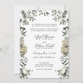 Eucalyptus Ferns White Flowers Archway Wedding Einladung (Vorderseite)