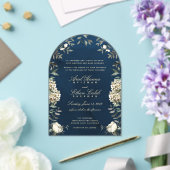 Eucalyptus Ferns White Flowers Navy Archway Acryleinladungen (Insitu (Hochzeit))