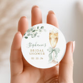 Eucalyptus Floral Champagne Bridal Shower Runder Aufkleber