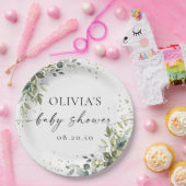 Eucalyptus Floral Greenery Baby Shower Pappteller (Party)