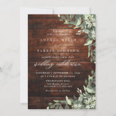 Eucalyptus Floral Greenery Rustic Wood Wedding Einladung (Vorderseite)