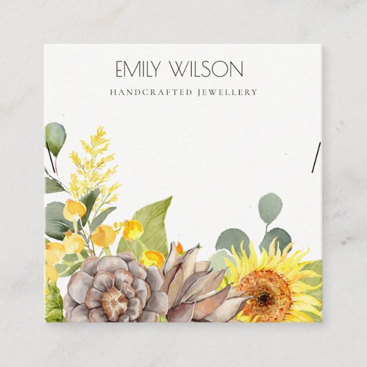 EUCALYPTUS FLORAL NECKLACE DISPLAY LOGO SUNFLOWER QUADRATISCHE VISITENKARTE (Vorderseite)