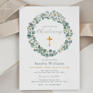 Eucalyptus Floral Wreath Christening Einladung