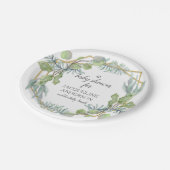 Eucalyptus Foliage Babydusche in moderner Aquarell Pappteller (Schrägansicht)