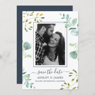 Eucalyptus Foliage Blue Botanic Save the Date Einladung