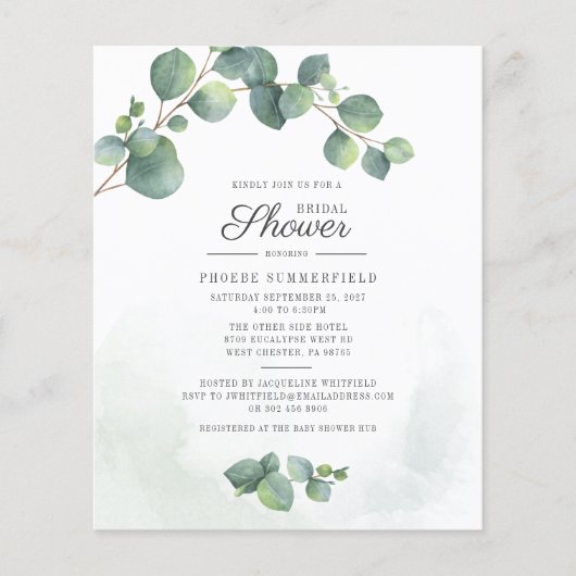 Eucalyptus Foliage Bridal Dusche Einladung (Vorderseite)