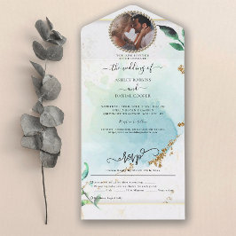 Eucalyptus Foliage Elegante Wedding All In One Einladung