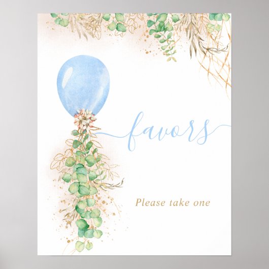 Eucalyptus Foliage Garland Blue Balloon Favorit Poster (Vorne)