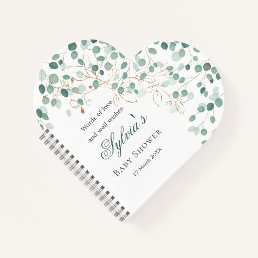 Eucalyptus Foliage Gold Blätter Baby Shower Notebo Notizblock (Vorderseite)